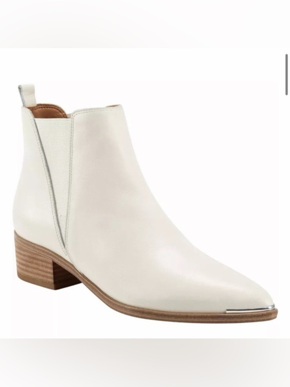 Marc Fisher Yale Pointy Toe Chelsea Leather Bootie Cream Size 9